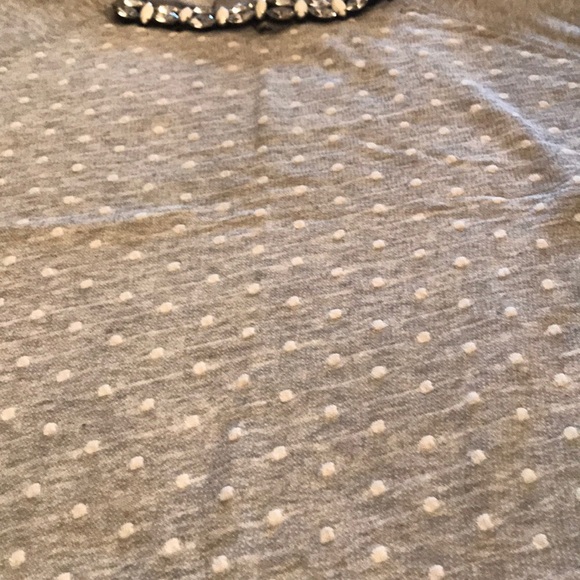 Gray Sweatshirt with White Dots and Jewels at neck - Picture 3 of 9